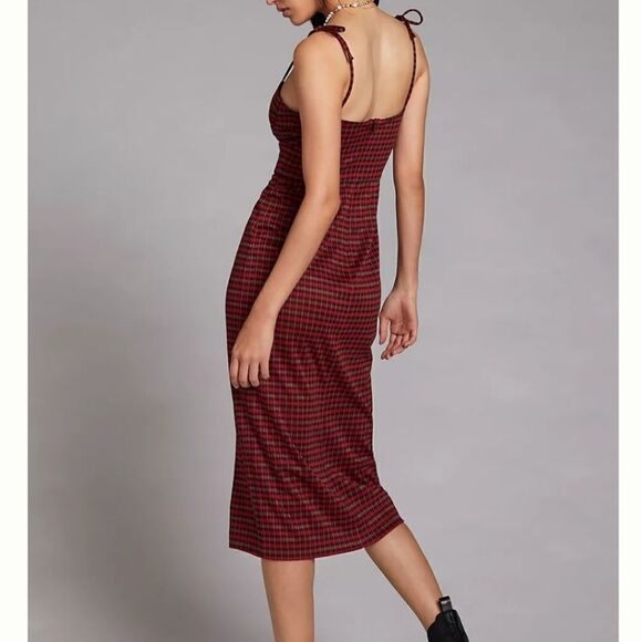 Anthropologie Hutch Plaid Bustier MIDI Dress Size Large New - Picture 5 of 6